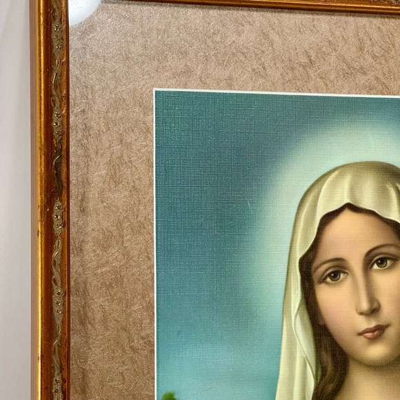 Immaculate Heart of Mary Framed Print/Painting??? 21”x17” Gold Tone Finish Frame - Picture 4 of 16